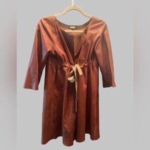 Rozae Nichols Tie-front 100% Leather Lightweight Coat